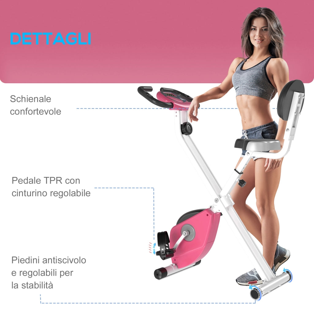 Cyclette Pieghevole Magnetica da Casa ¨C Zephmum ¨C Rosa 43x97x109cm