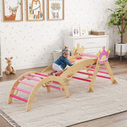 GIOCO DA ARRAMPICATA INDOOR 8-IN-1 98x44x19 cm Legno Rosa