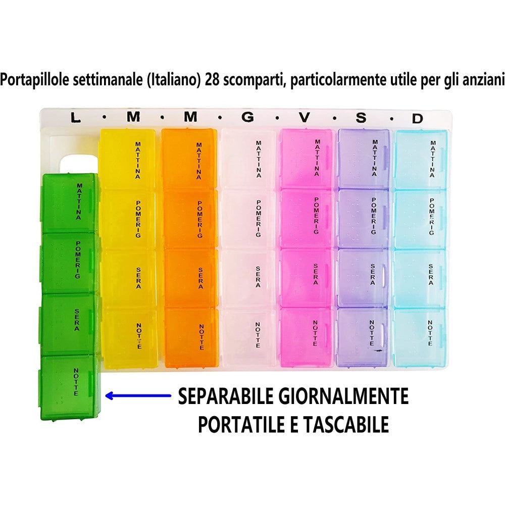 Trade Shop - Portapillole Porta Pillole Pill Box 7 Giorni Settimanale Mattina Pomeriggio Sera -