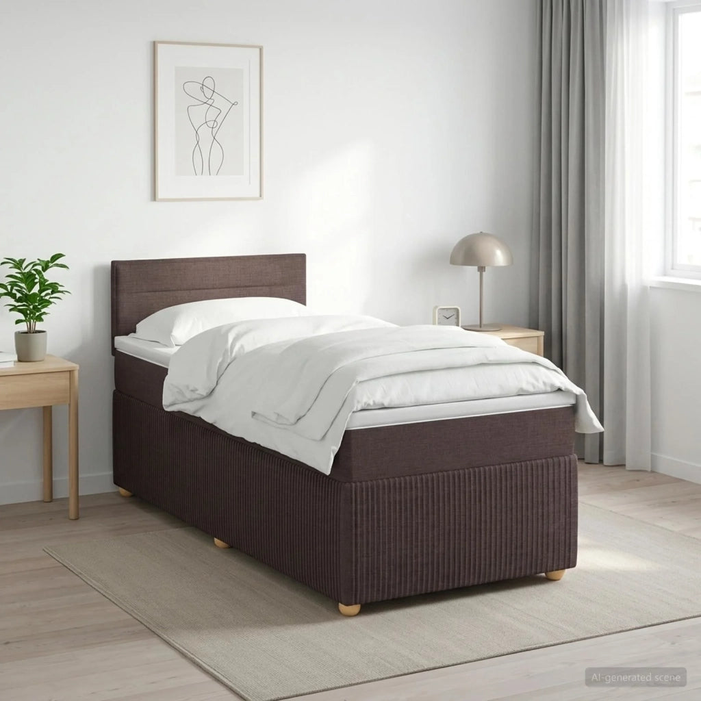 Letto box spring con materasso Marrone Scuro 80 x 200 cm 3451331