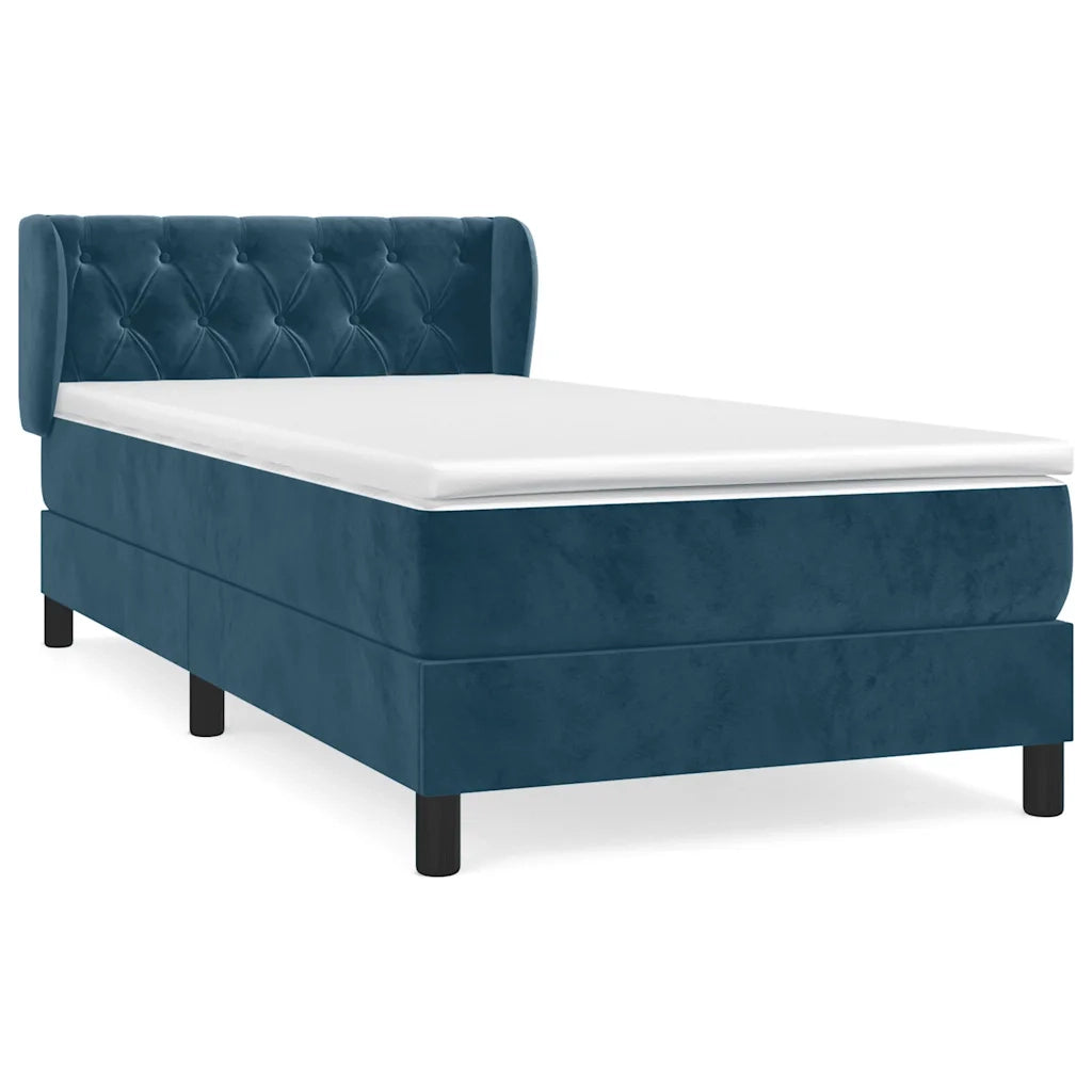 Giroletto a Molle con Materasso Blu Scuro 200x200 cm in Velluto