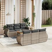 Set Divani da Giardino 7 pz con Cuscini Grigio in Polyrattancod mxl 115585