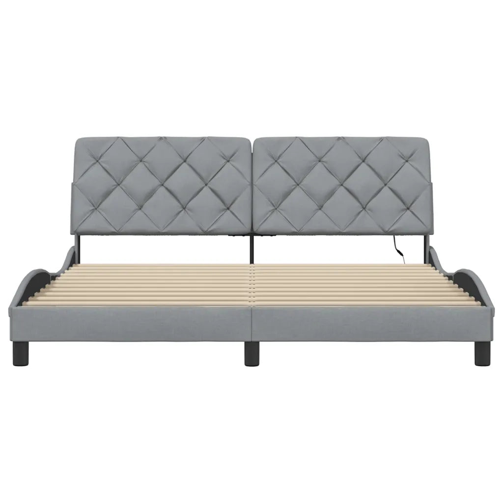 Giroletto con LED senza Materasso-Struttura Letto 180x200 cm in Tessuto