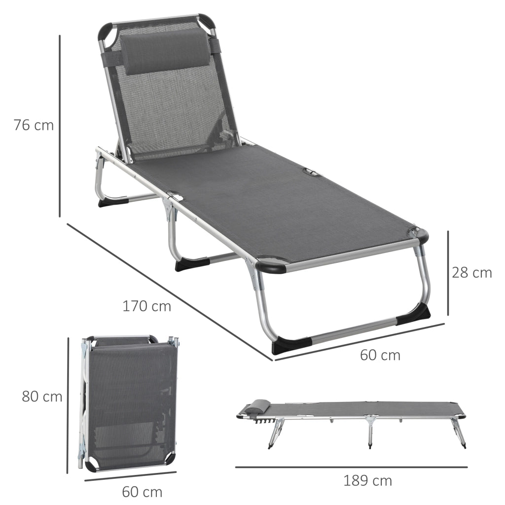 Sdraio da giardino pieghevole reclinabile ¨C zephmum ¨C grigio 165x60x76cm