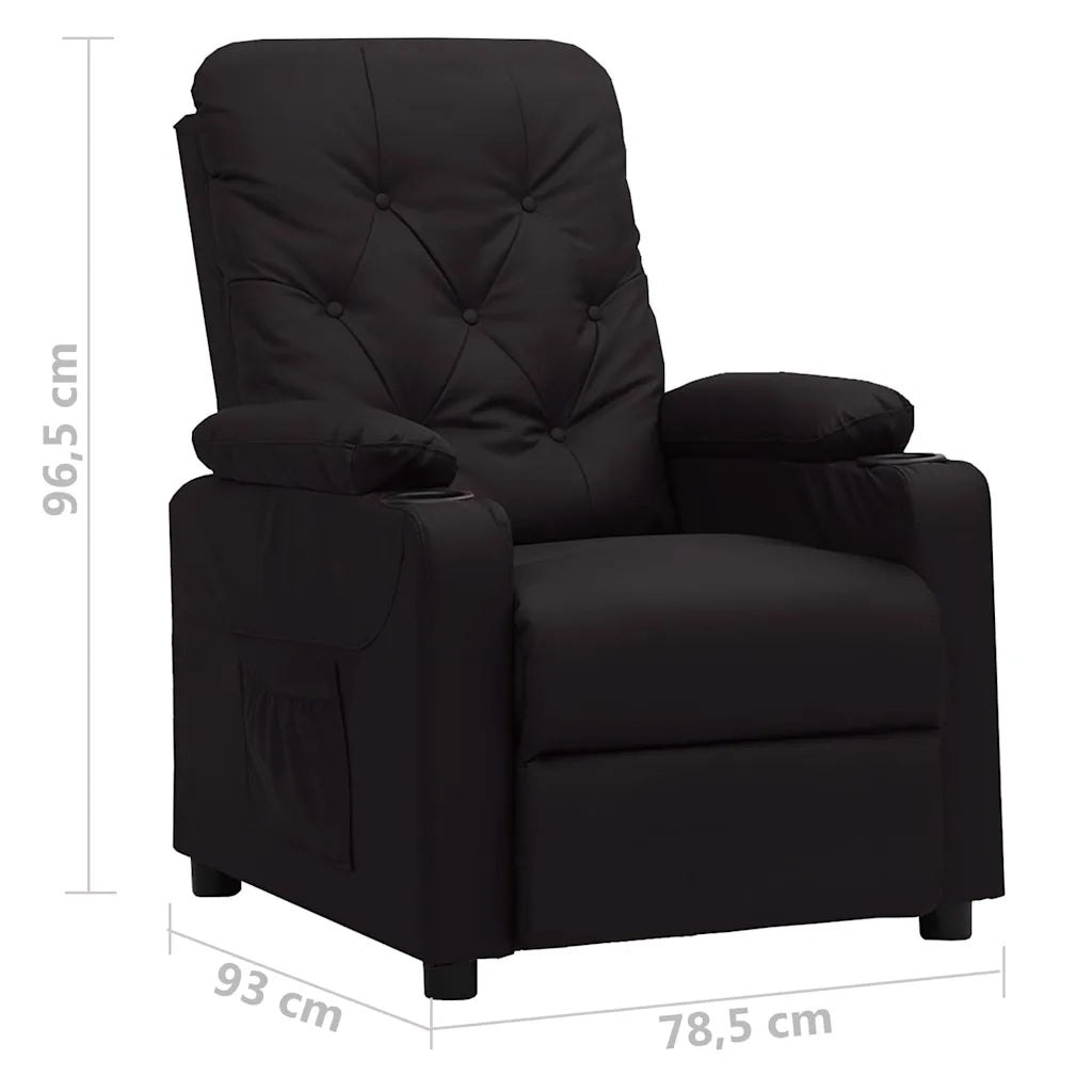 Divano Sedia-Poltrona Reclinabile Nera in Similpelle 810316