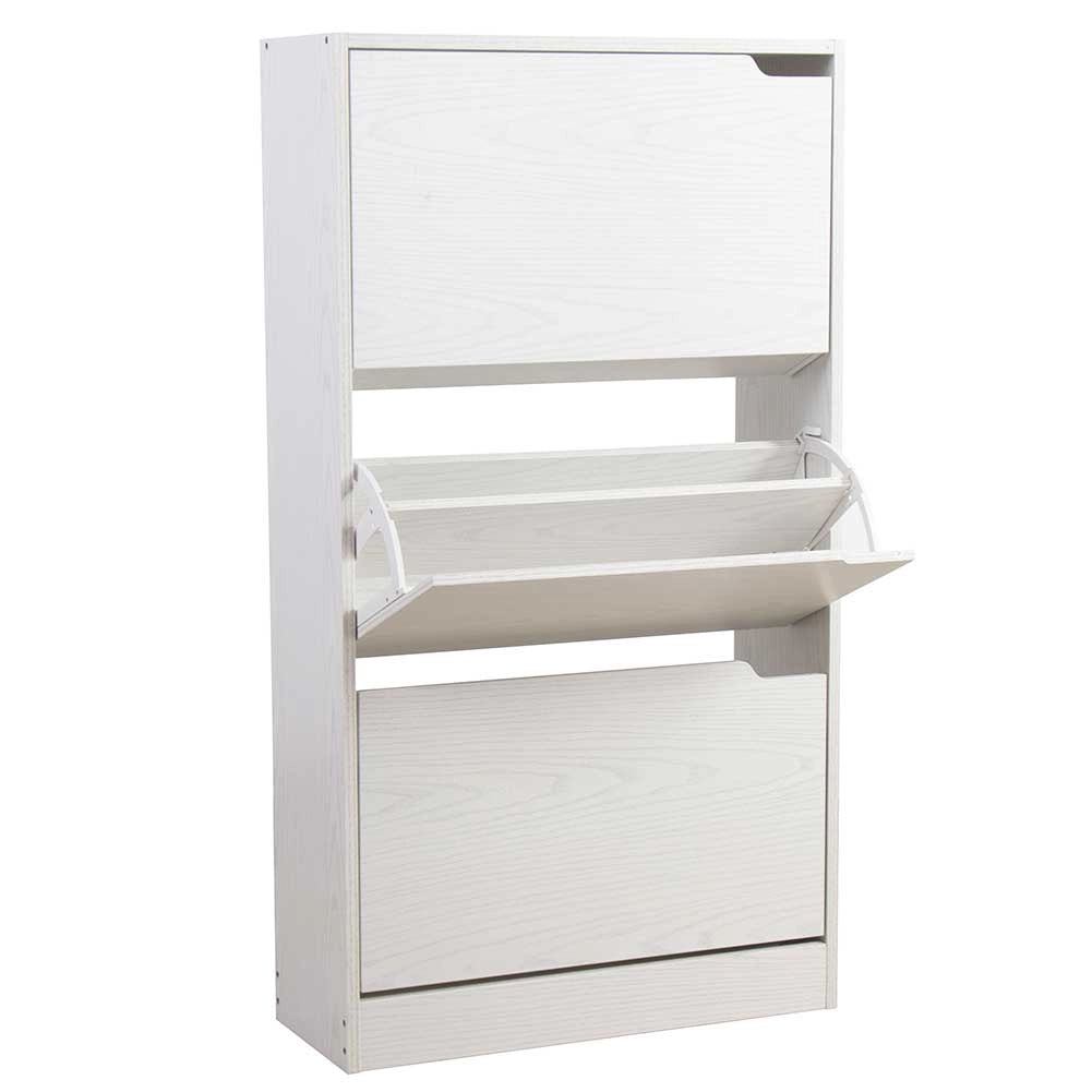 Scarpiera 3Ante Doppia Profondità Salvaspazio Bianco Frassinato 63x24H115cm mdf