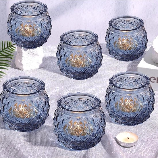Luminari da tavolo a candelabro 12 pezzi blu - Candelabri per centro tavolo - Decorazione da soggiorno per matrimoni.