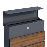 Toboli Cassetta postale con porta giornale, antracite e legno V63 montaggio a parete