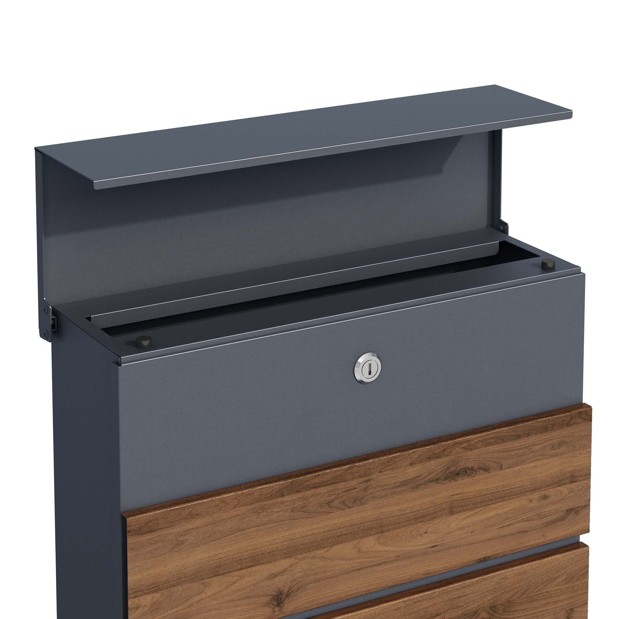 Toboli Cassetta postale con porta giornale, antracite e legno V63 montaggio a parete