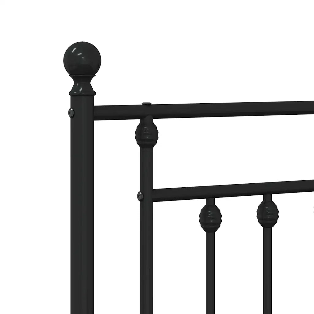Giroletto con Testiera e Pediera-Struttura Letto Metallo Nero 135x190 cm 670287
