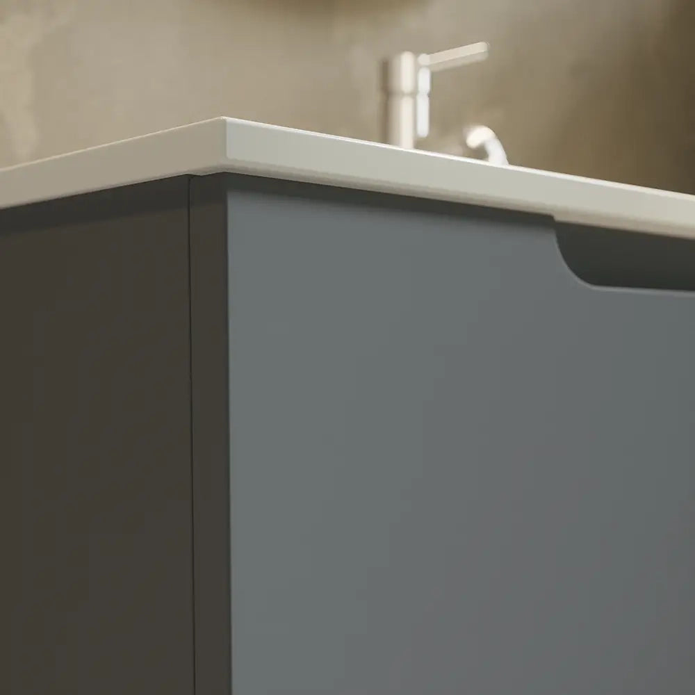 Mobile bagno sospeso 80 cm un cassetto color grigio opaco con lavabo  | Moor
