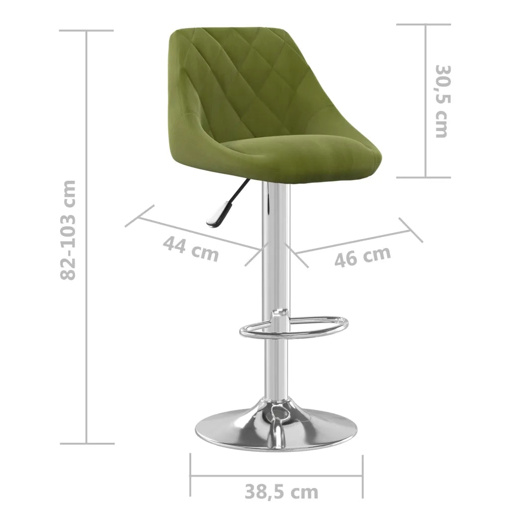 Sgabelli da Bar 2 pz Verde Chiaro in Velluto