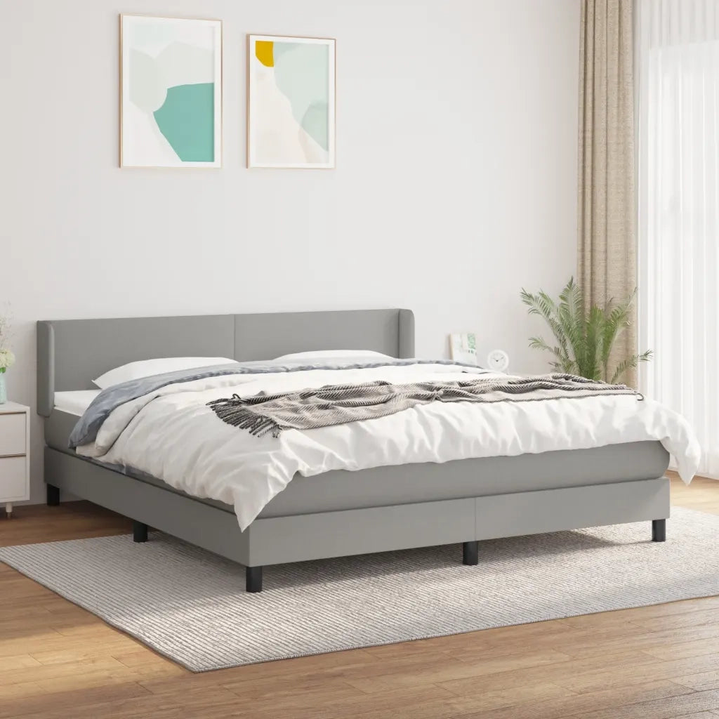 Giroletto a Molle con Materasso Grigio Chiaro160x200 cm Tessuto 3129561