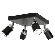 Plafoniera quadrata 4 spot GU10 nero/cromo Reno Luminex