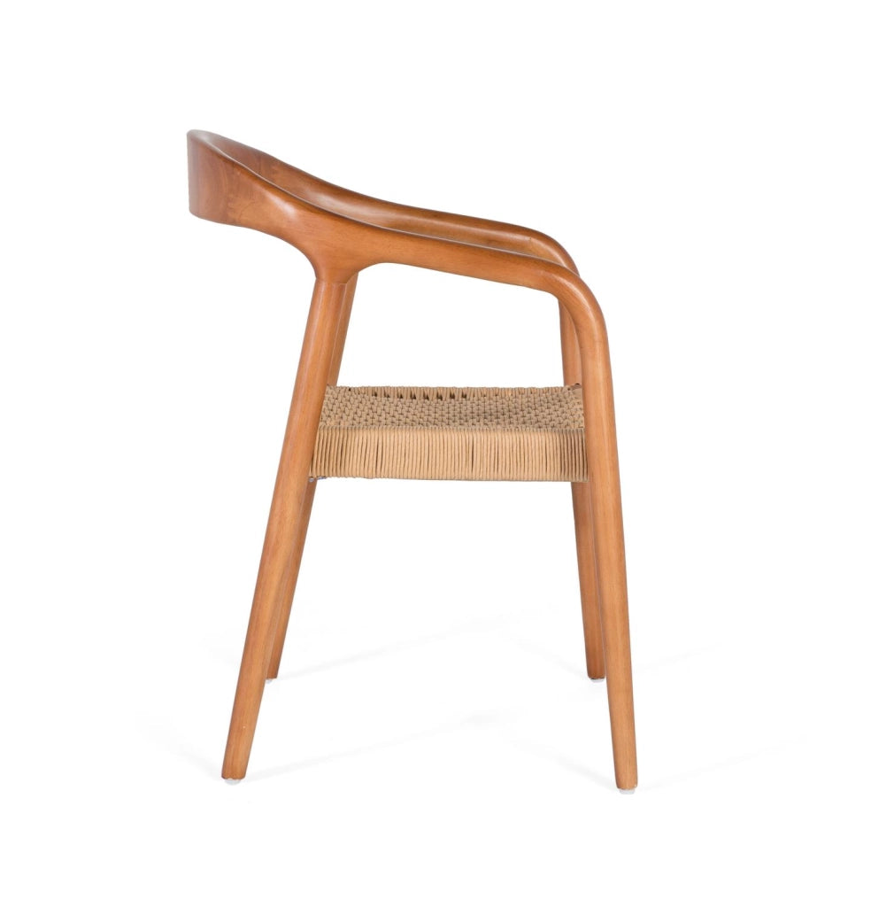 Set di 2 sedie con braccioli in legno di caucciù.