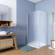 195cm Box Doccia Angolare Porta Battente con Parete Fissa 90x90cm in Vetro Satinato 6mm Anticalcare Irreversibile