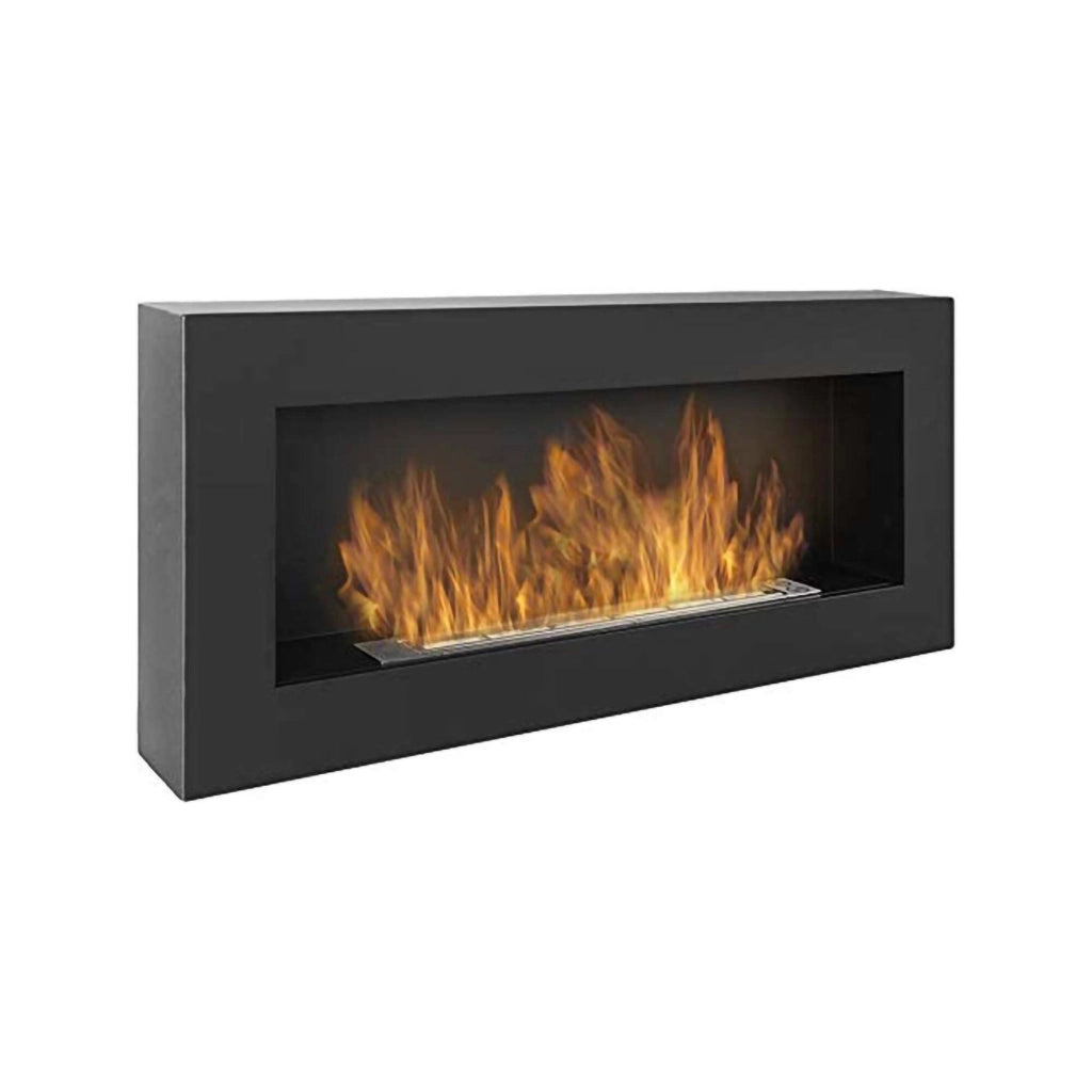 Camino a bioetanolo Zagreb, Caminetto ecologico, Focolare senza fumo, Riscaldatore ad etanolo, Made in Italy, 12x90 h40 cm, Nero