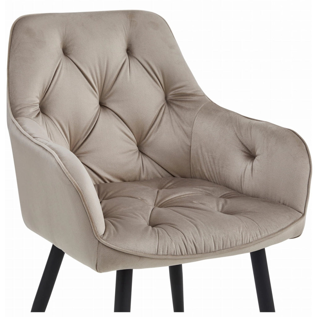 Set di 2 sedie Jork in velluto beige scuro e metallo