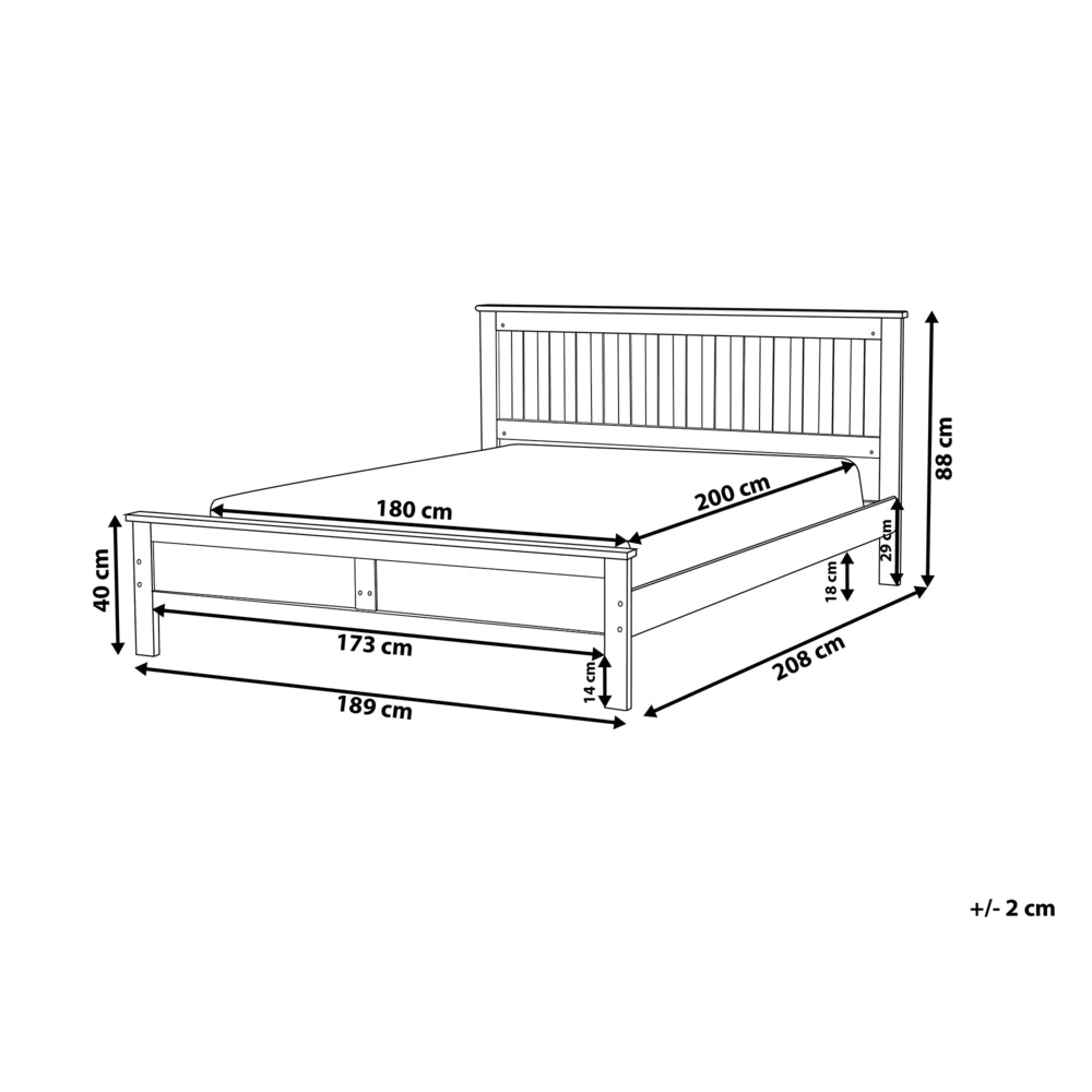 Letto matrimoniale moderno in legno massiccio con doghe in marrone chiaro 180 x 200 cm stile scandinavo