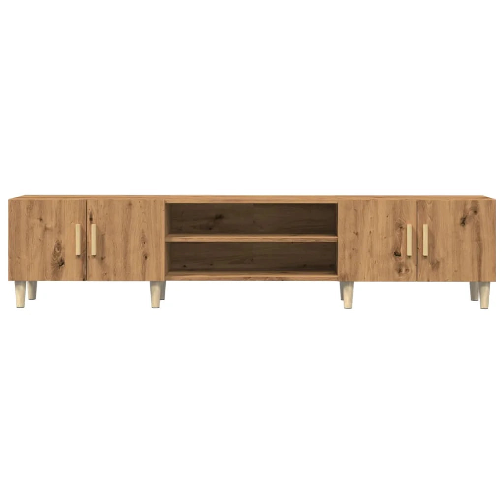 Mobile TV multimediale mensola TV credenza mobile TV sala da pranzo soggiorno camera da letto rovere lavorato a mano 180 x 31,5 x 40 cm legno ingegnerizzato marrone 02_0027250