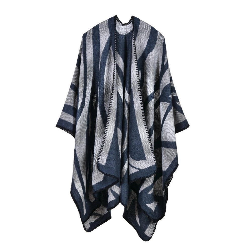 Sciarpa da donna in cashmere sfumato mimetico in stile europeo e americano con spacchi, extra lunga e spessa
