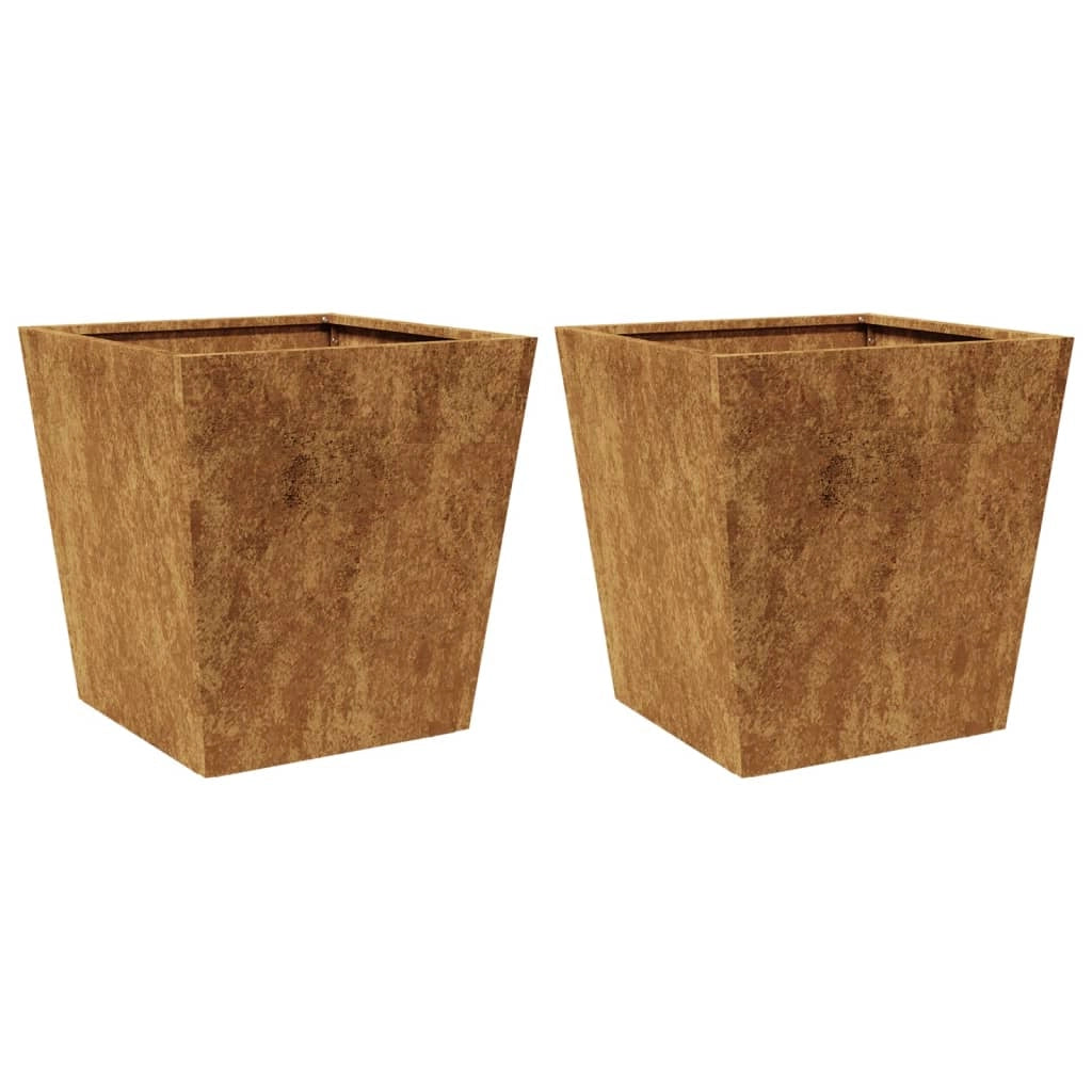 Fioriera rialzata per piante fiori giardino terrazze set da 2 40 x 40 x 40 cm acciaio Corten marrone 02_0038955