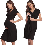 Camisetta da notte per l'allattamento V-collare - Camisetta da notte per la gravidanza - Camisetta da notte per infermieri - Pijama morbido - Abito da giorno per la comodità - Stoffa confortevole - Abito da notte per la gravidanza