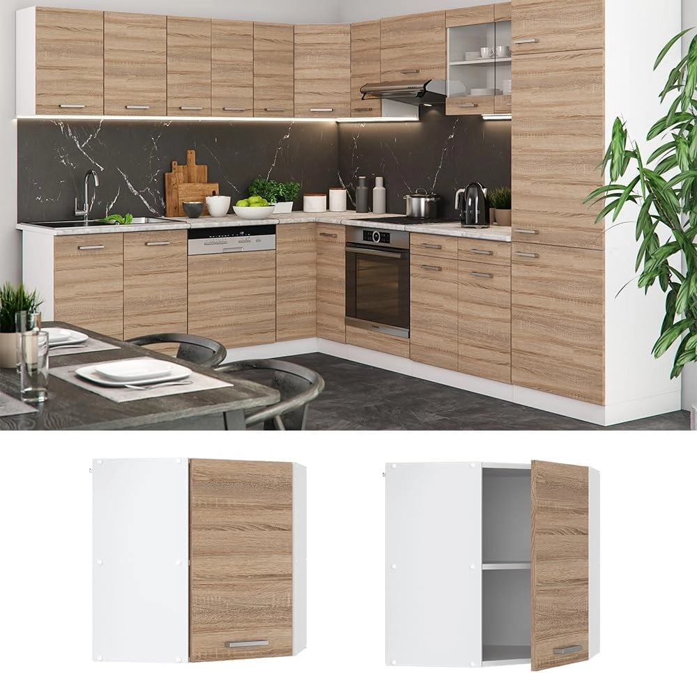 Mobile angolare da cucina R-Line, Sonoma, 57 cm, per la libera combinazione all'interno di sistemi cucina modulari