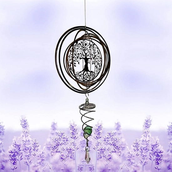Campana da vento - attacco per campana da vento - decorazione per giardino - campana da vento pieghevole tridimensionale rotante - albero della vita - decorazione per giardino - Materiale metallico - 50cm*14.5cm - decorazione per terrazza