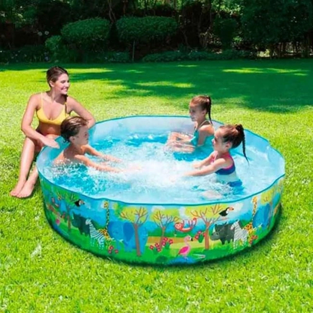 Trade Shop - Piscina Rotonda Gonfiabile 183x38 Cm Decorazione Safari Bambini Giardino Estate -