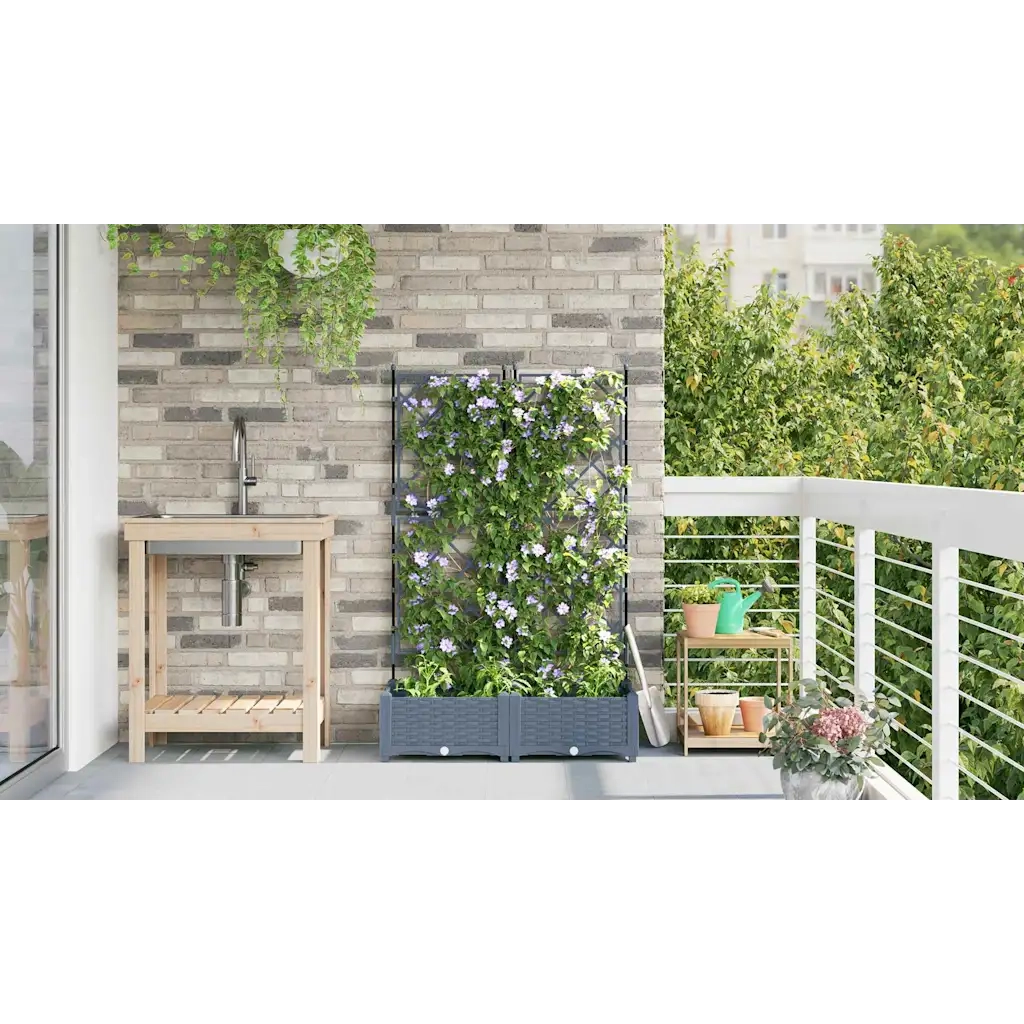 Vaso da giardino 2 pcs Grigio Chiaro 80 x 40 x 125,5 cm 42002883