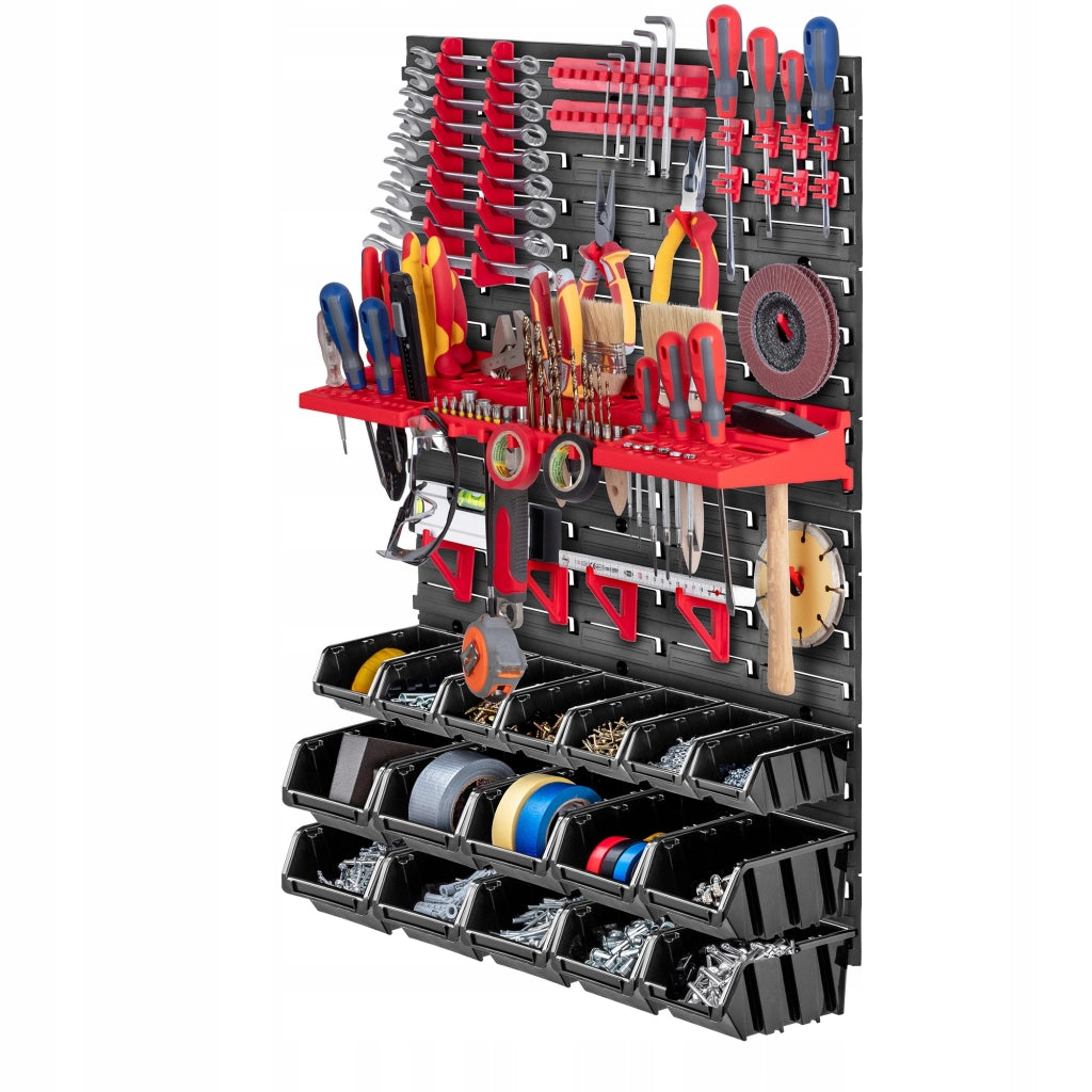 Pannello portautensili KADAX da parete per officina, 58x78 cm, 10 scomparti, 20 supporti, garage.