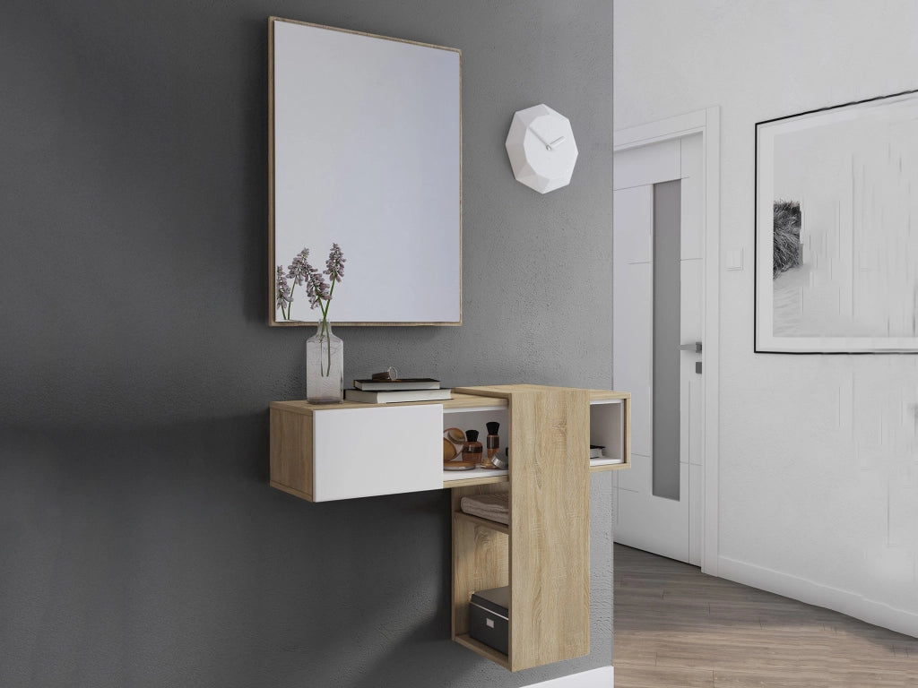 Daba, Mobile da Ingresso Specchio Incluso, 100x31.2x75h cm Marrone Rovere