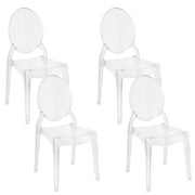 Set di 4 sedie da pranzo in materiale sintetico trasparente schienale solido impilabili design vintage moderno
