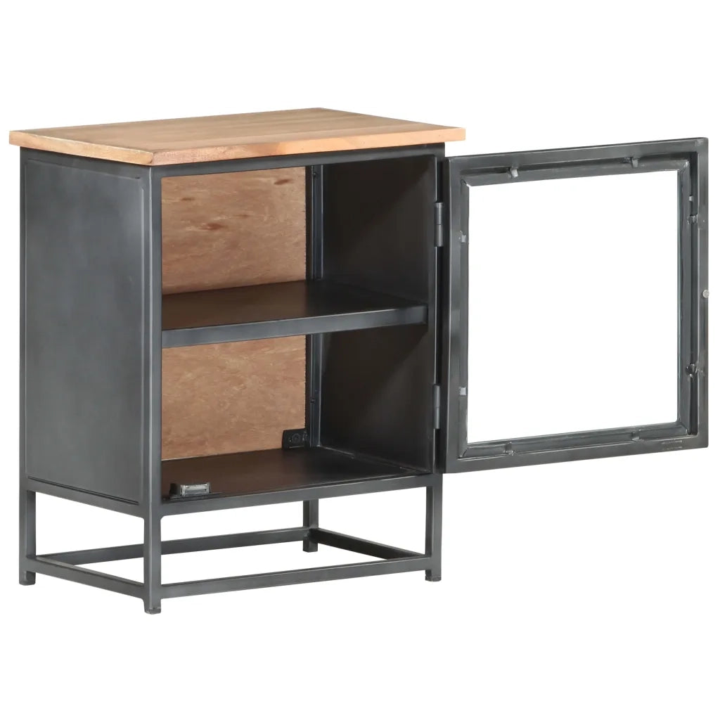 Comodino | Armadio da Notte | Mobiletto da notte Grigio 40x30x50 cm in Legno Massello di Acacia