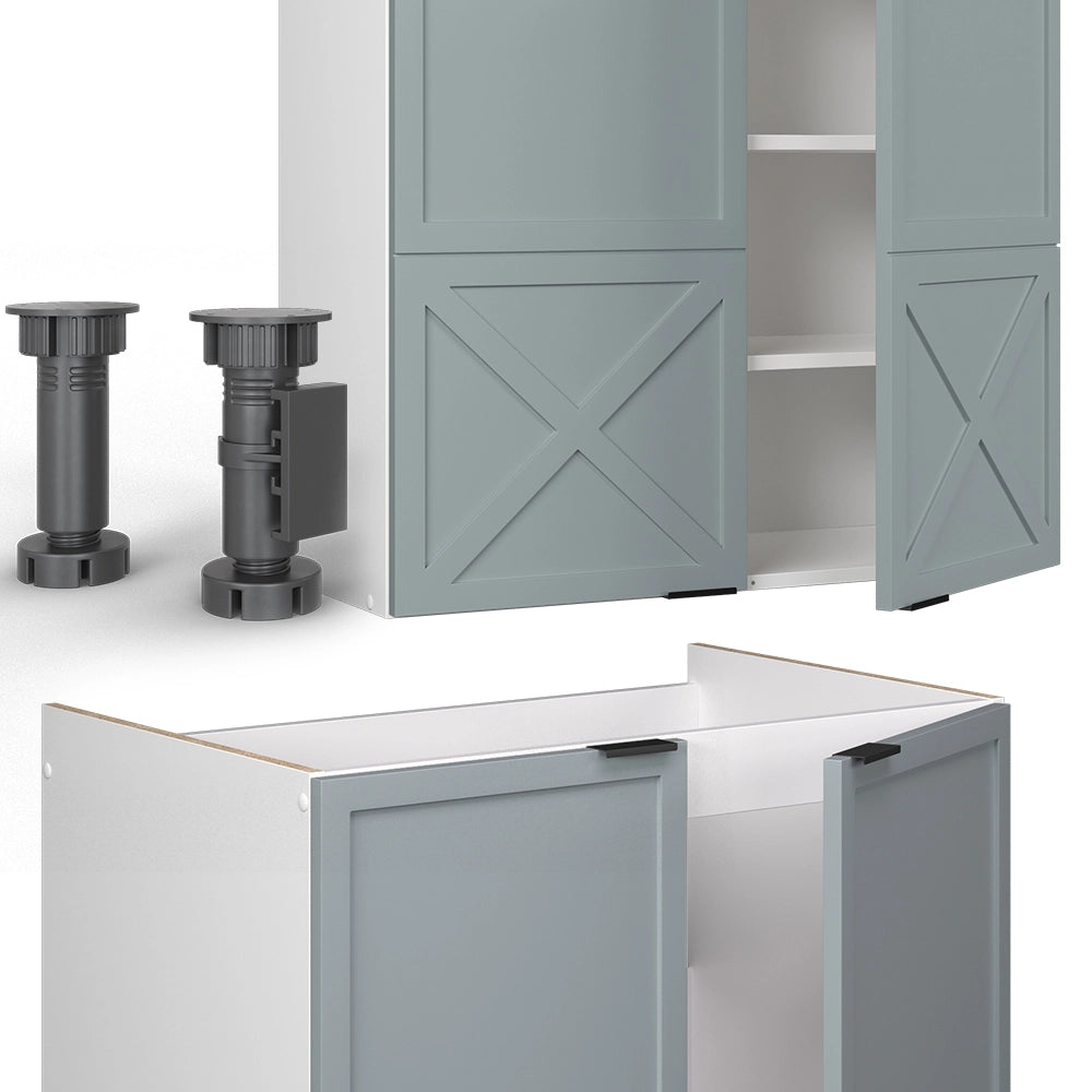 Cucina componibile Fame-Line Blu-grigio chiaro/Bianco 235 cm, PL Antracite Vicco