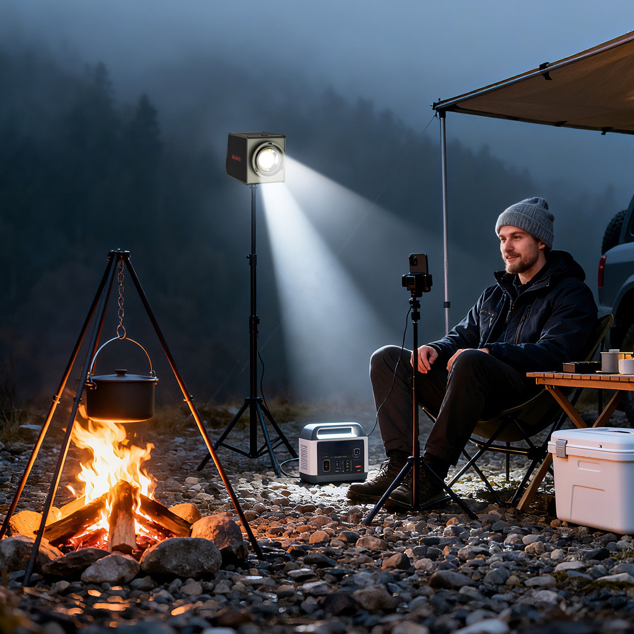 Multiblitz MB-PL Luce led portatile per fotografia 100W, Bicolore con temperatura da 2700K a 6500K, Batteria ricaricabile USB