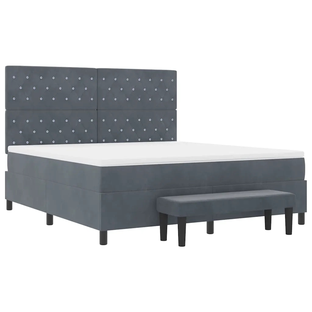 Letto a molle con testiera Grigio scuro 200 x 180 cm Velluto 3344463