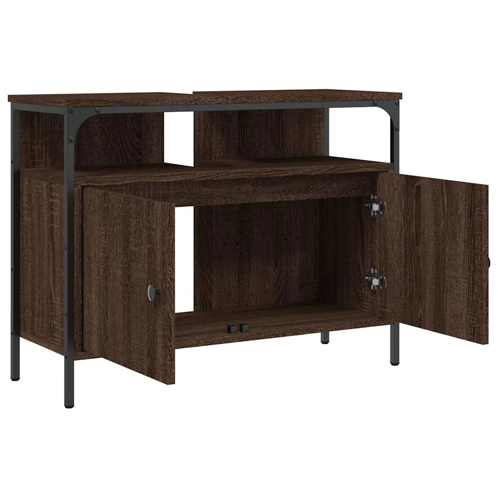 Mobile bagno salvaspazio di design 80 x 30 x 60 cm in legno di rovere ingegnerizzato marrone 02_0049441