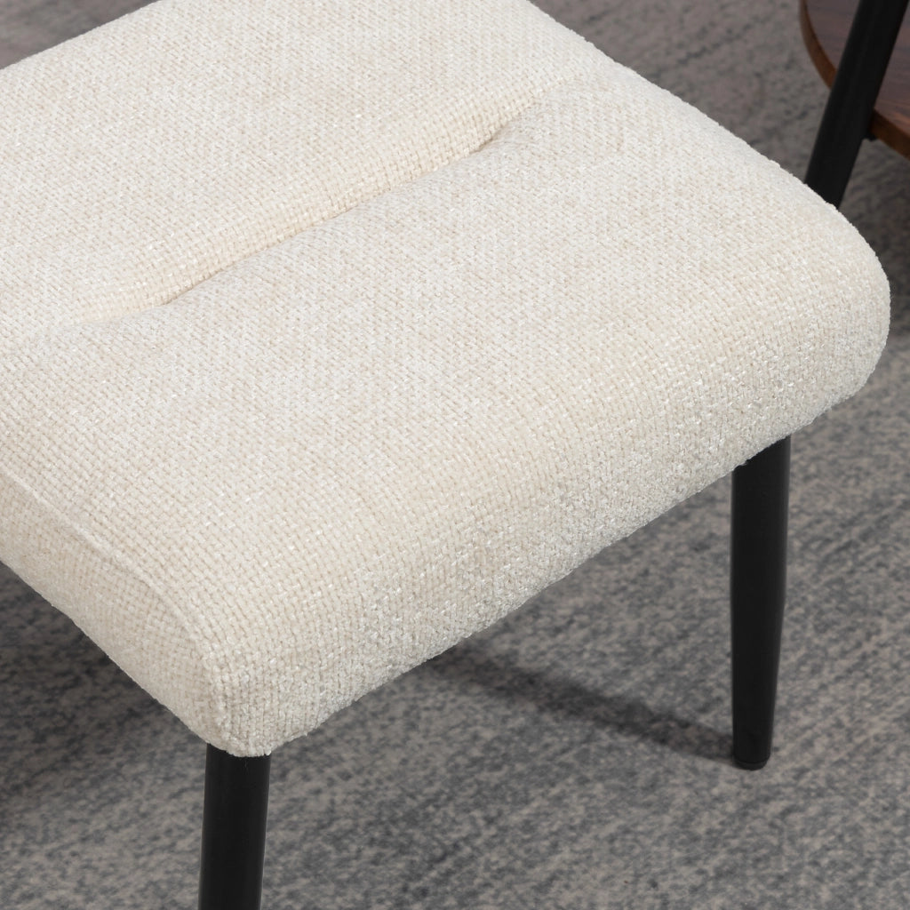 Poggiapiedi con cuscino imbottito ¨C zephmum ¨C 45x41x38 cm, crema, tessuto chenille