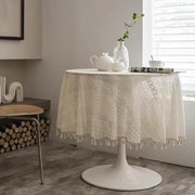 Tappeti per tavolo a bordi rotondi - Tappeto con intreccio - Decorazione del tavolo - Stile bohemien - 150 cm - Beige