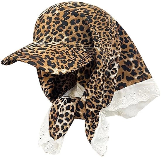Cappello da sole UV per donne - Protezione solare per golf, pesca e camminata - Cappello da sole leopardato