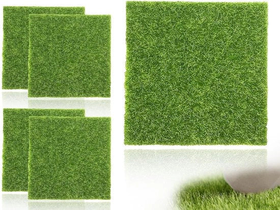 Kit di decorazione per giardino in erba sintetica 15 x 15 cm - set di 4 pezzi - decorazioni per esterni - mini ornamenti - decorazioni DIY - scelta affidabile - erba finta