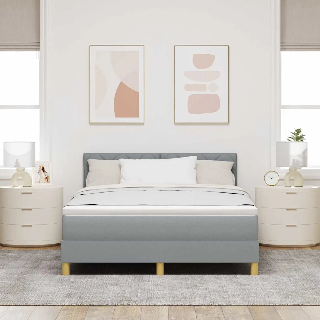 Letto a Sorgente LED con led Grigio chiaro 140 x 190 cm Tessuto 3342513