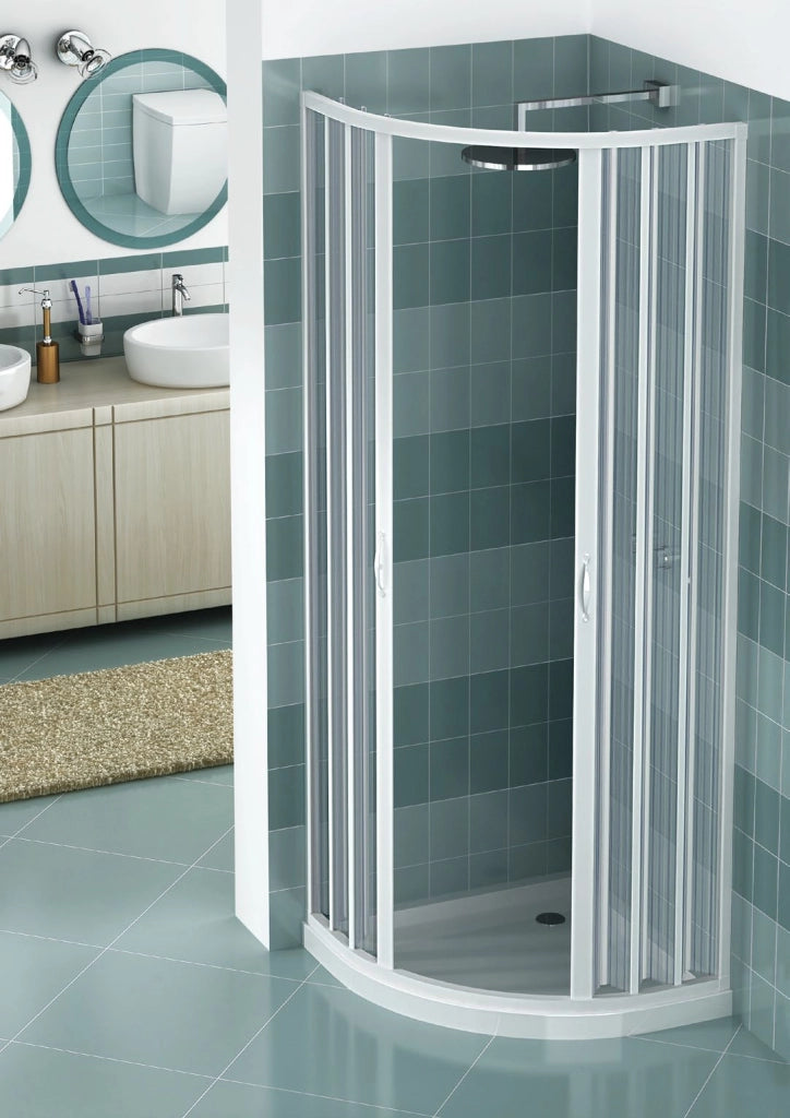 Box doccia semicircolare apertura centrale soffietto in pvc h.185cm Doliso Legrese Bianco,70x90cm (Raggio 38cm)