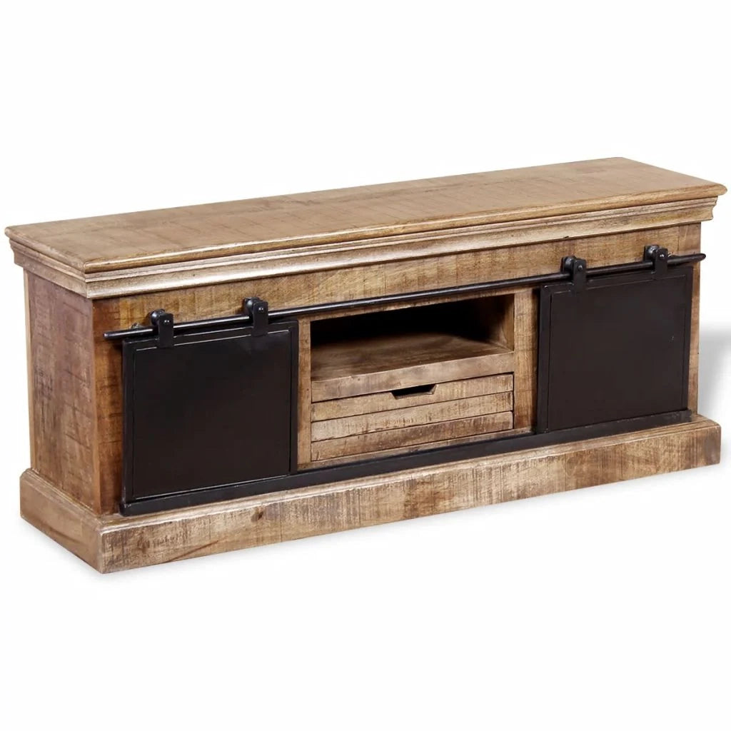 Pratico mobile porta TV/credenza di design con 2 ante scorrevoli legno massello di mango 2502093