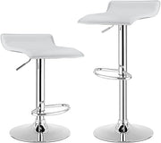 Set di 2 Sgabelli Girevoli da Bar, Sgabello Regolabile in Altezza per Bar, Rotazione a 360°, Sgabelli da Bar senza Braccioli, con Poggiapiedi, Portata 120 kg (Bianco)