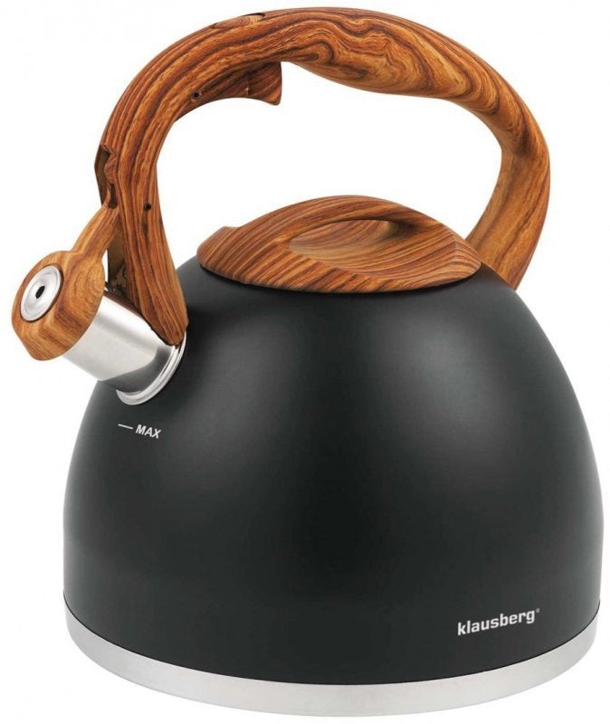 Klausberg KB-7450 Bollitore in acciaio inox con fischio da 3 litri per tutti i fornelli