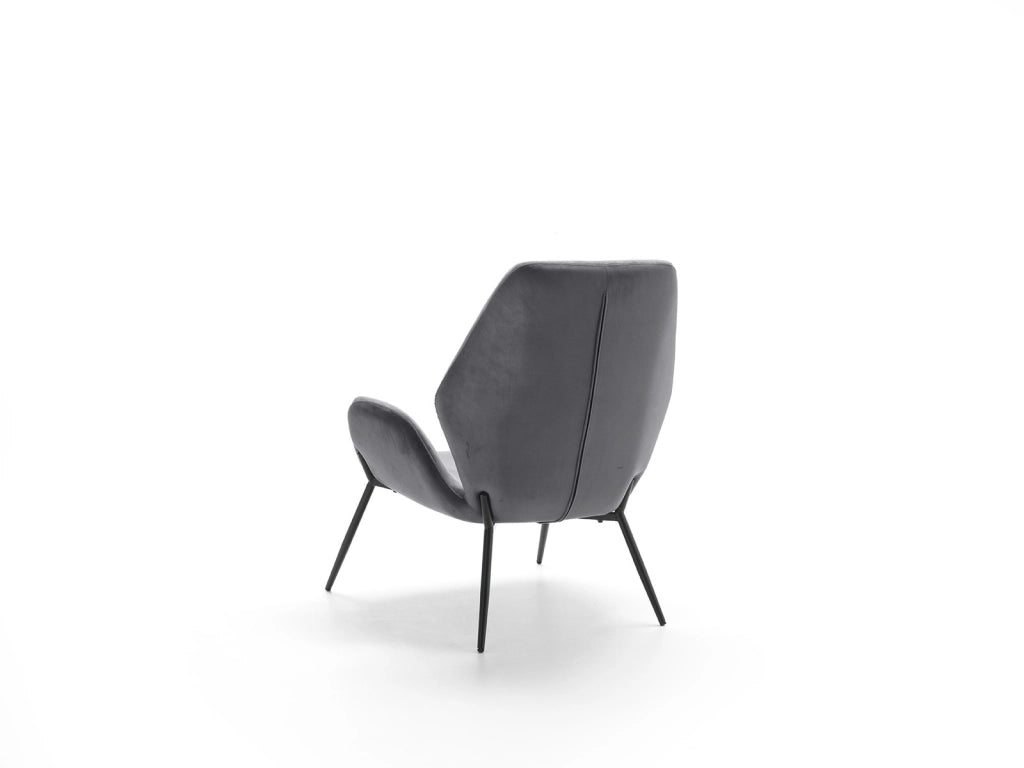Poltrona Brandy di Design Contemporaneo - Seduta in Velluto Antracite e Struttura in Metallo Verniciato Nero - Comfort Avvolgente