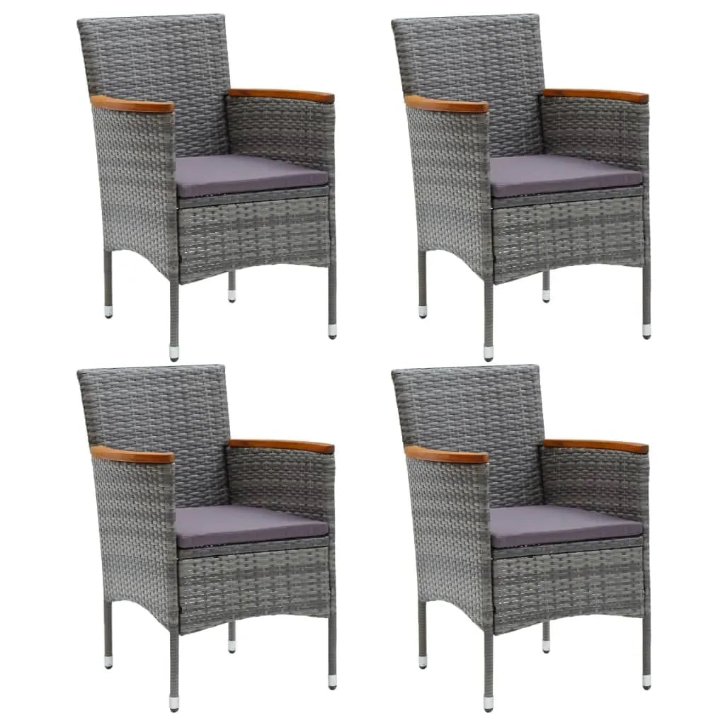 Set da Pranzo per Giardino 5 pz con Cuscini Polyrattan Grigiocod mxl 117658